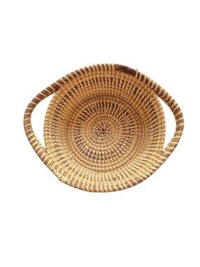 Vintage Savannah Sweetgrass Gullah Handled Basket Hand Woven AS IS